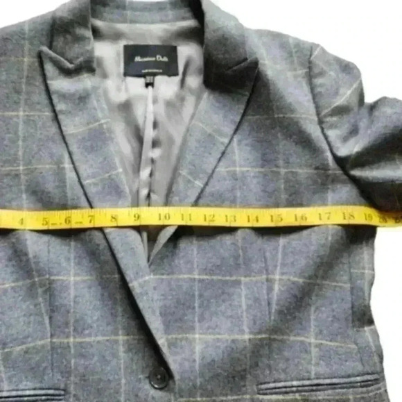 Massimo Dutti Slim Fit Checked Wool Suit Blazer Check Grey Yellow Women's 10 - Picture 13 of 16